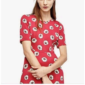 Ann Taylor Dress Womens 6 Pink Floral White Flowers Mini Back Zipper Stretchy